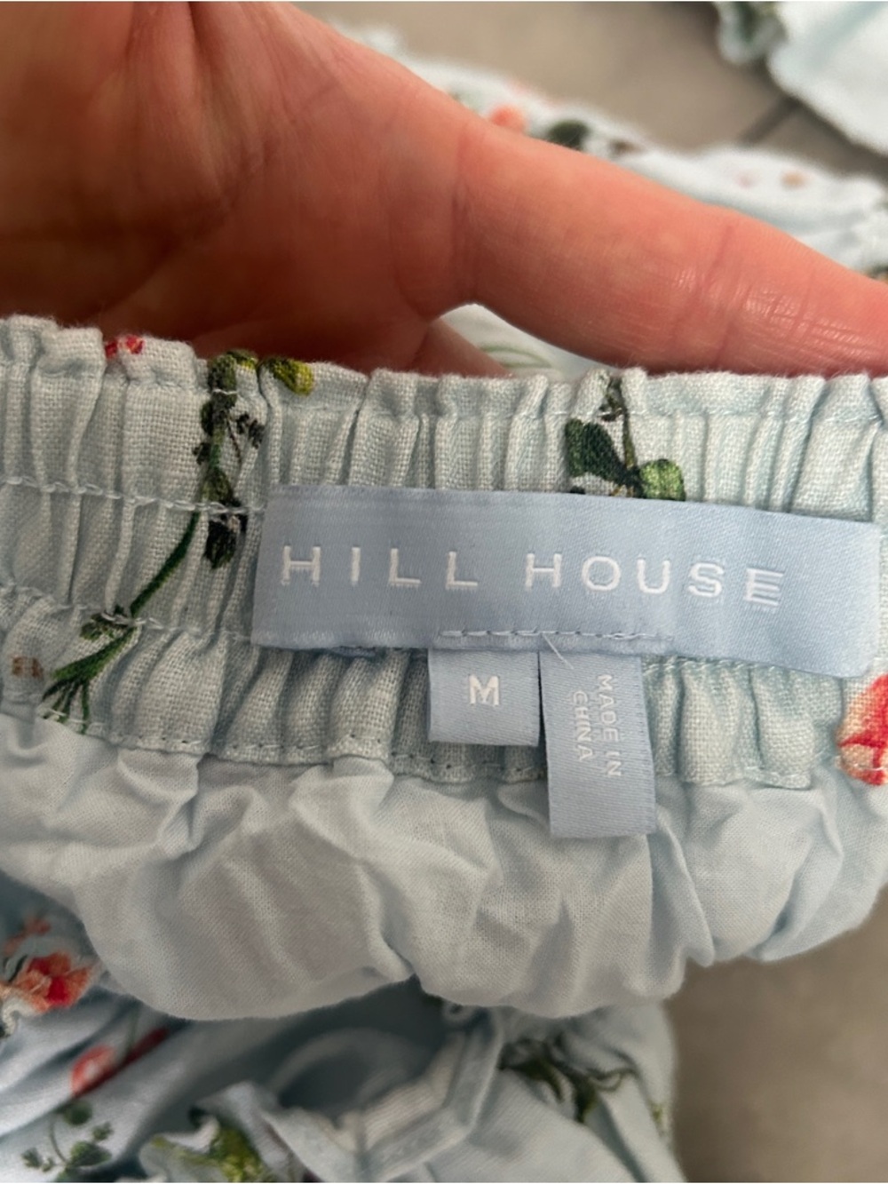 Hill House La Paz blue floral linen skirt and tank set ruffle small - Picture 4 of 7